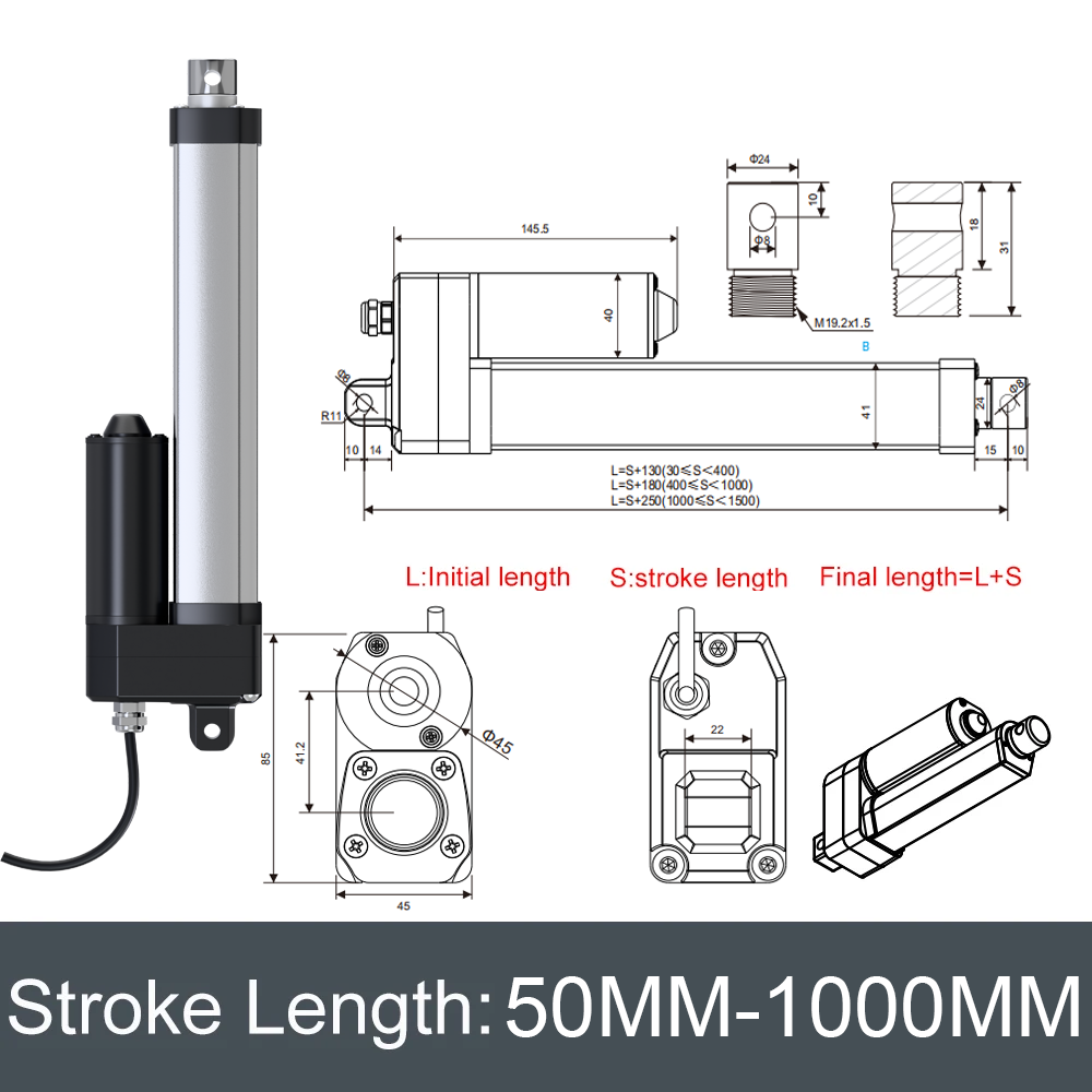 DC12V/24V Linear Actuator 50MM - Linear Actuator Electric 1000Mm ulasan dan harga