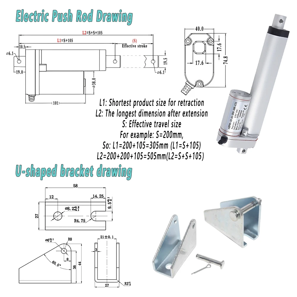High Thrust 100kg Electric Pus - Linear Actuator Electric 1000Mm ulasan dan harga